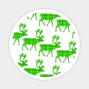 GREEN Plaid Reindeer Ugly Holiday Sweater. Magnet